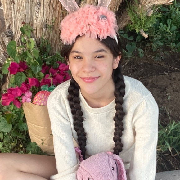 Pink Bunny Rabbit Ears Headpiece Headband Lace Beads Chiffon Ruffle main image 6